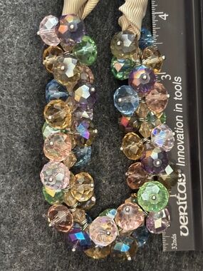 Ali Khan New York Ribbon Crysta/Glass Bead Necklace